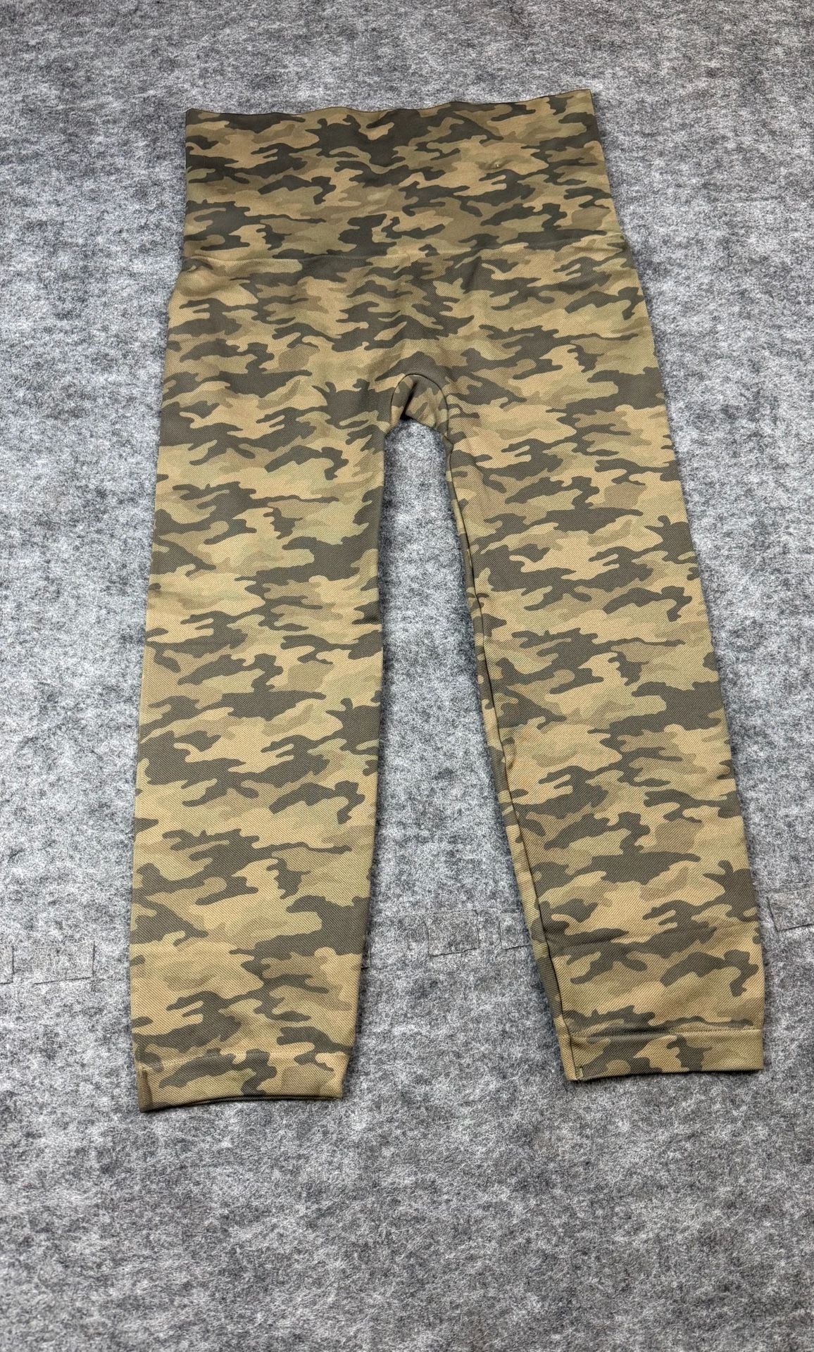 Spanx Look At Me Now Cropped Leggings Size 2X Green Tan Camo 7