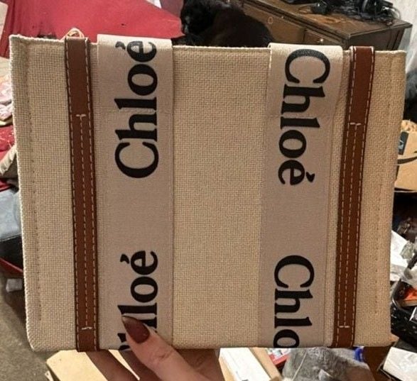 Chloé Woody Tote Bag Beige Linen 2