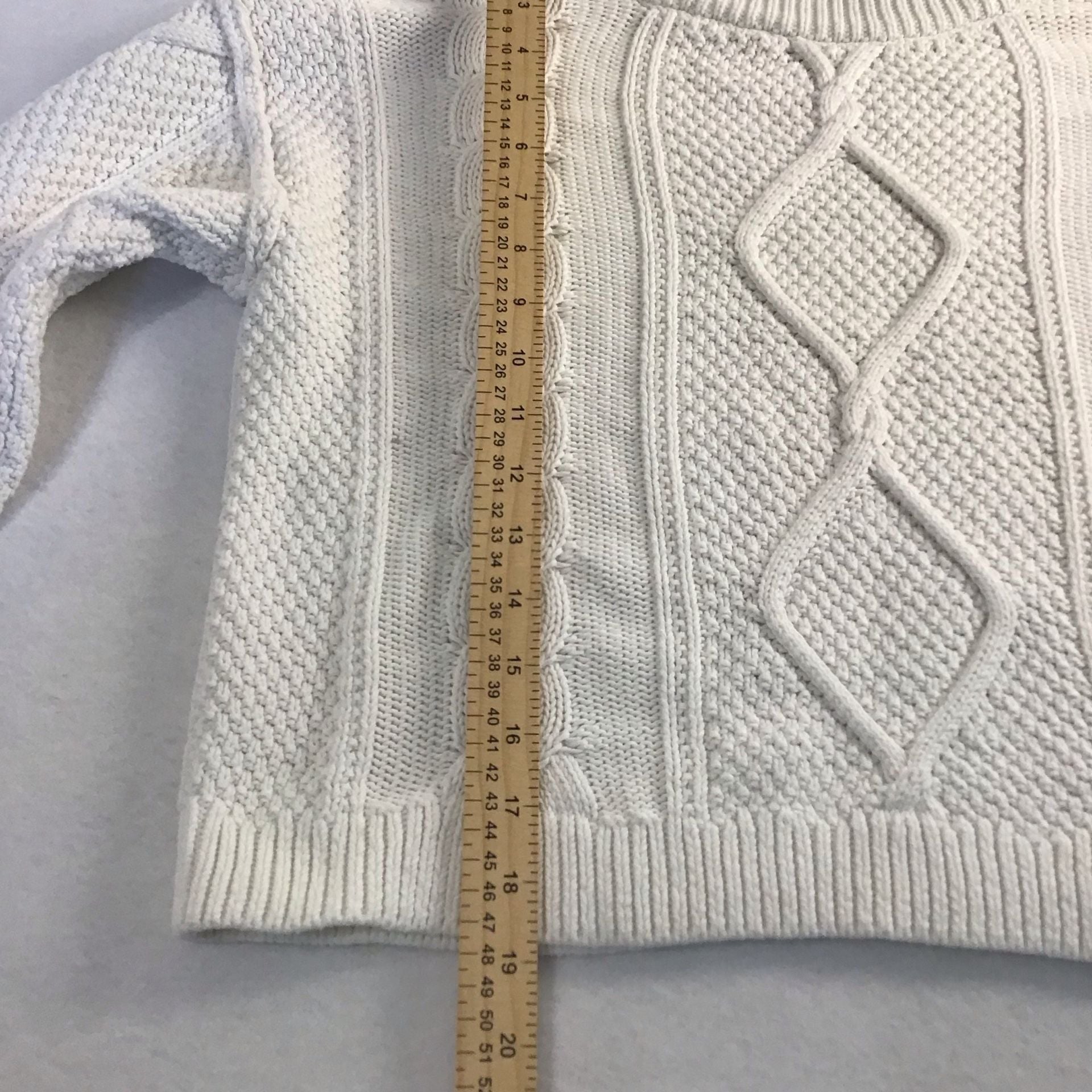 Quince Organic Cotton Cropped Cable Sweater Medium Ivory Fisherman Knit 11