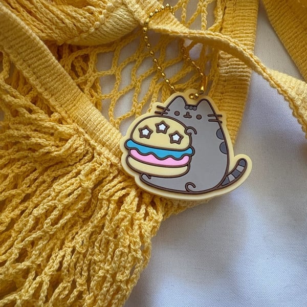 Pusheen Mesh Tote Bag Yellow Burger Keychain Set