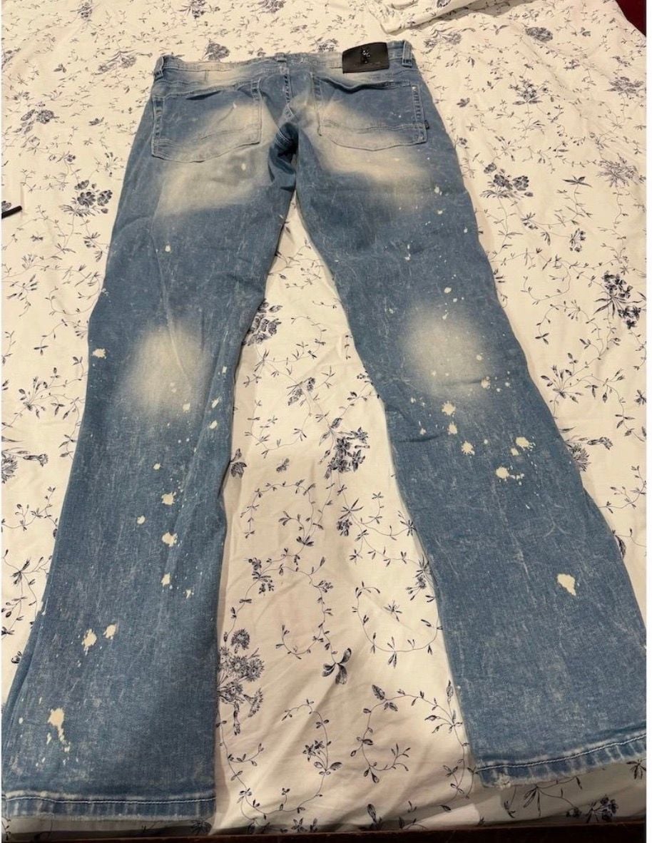 Makobi Jeans Size 32x32 Distressed Bleached Paint Splatter Cargo Denim 8