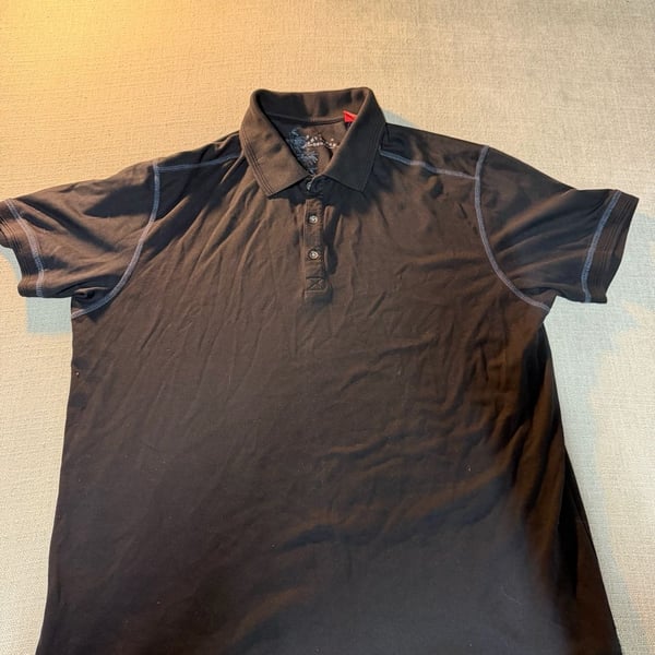 Tommy Bahama Denim Polo Shirt Size XL Black Contrast Stitching