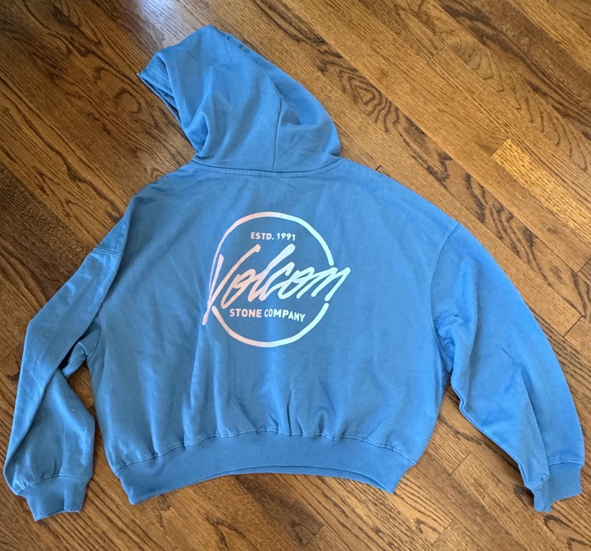 Volcom Hoodie Size L Blue Cropped Sweatshirt 2