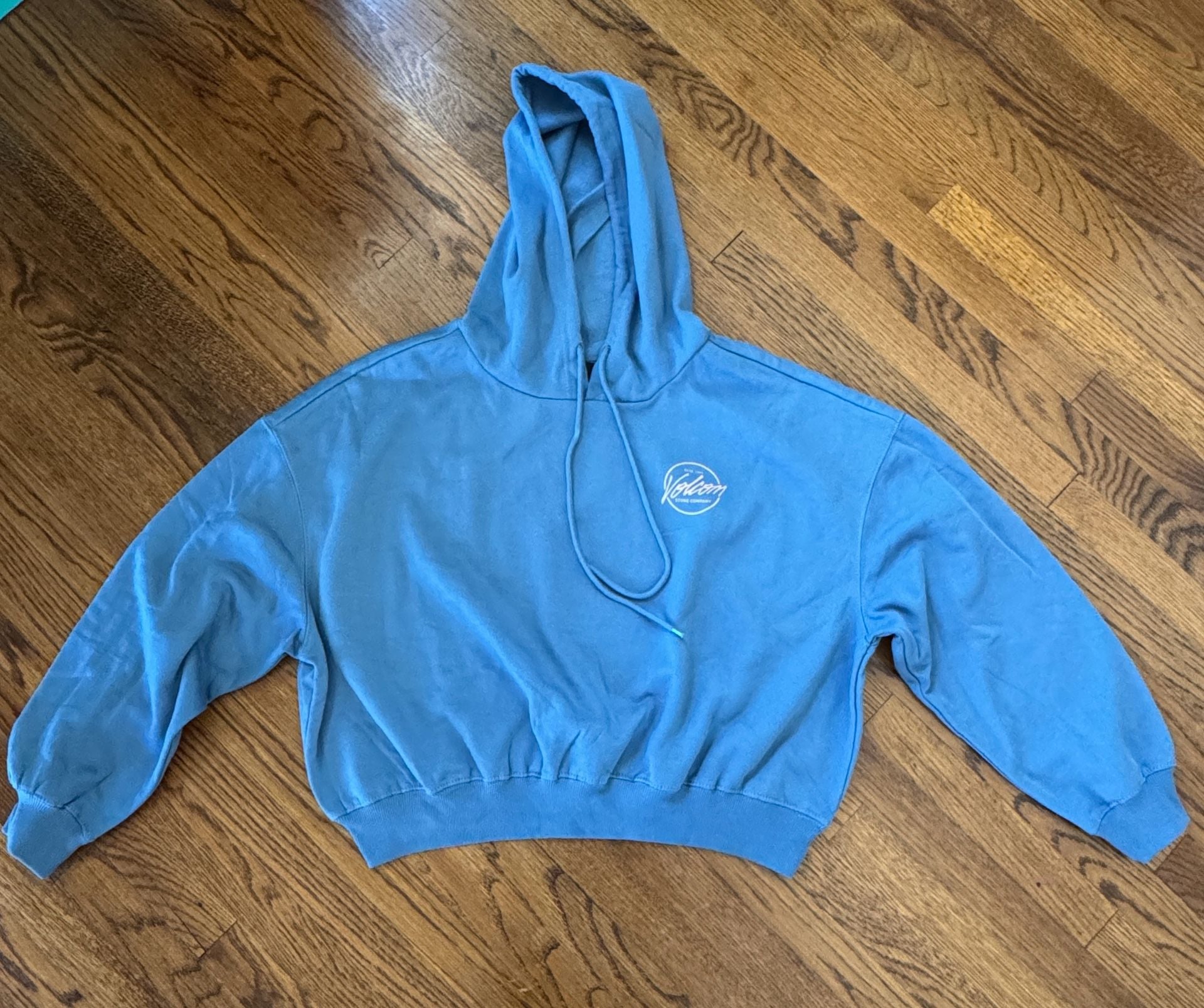 Volcom Hoodie Size L Blue Cropped Sweatshirt 3