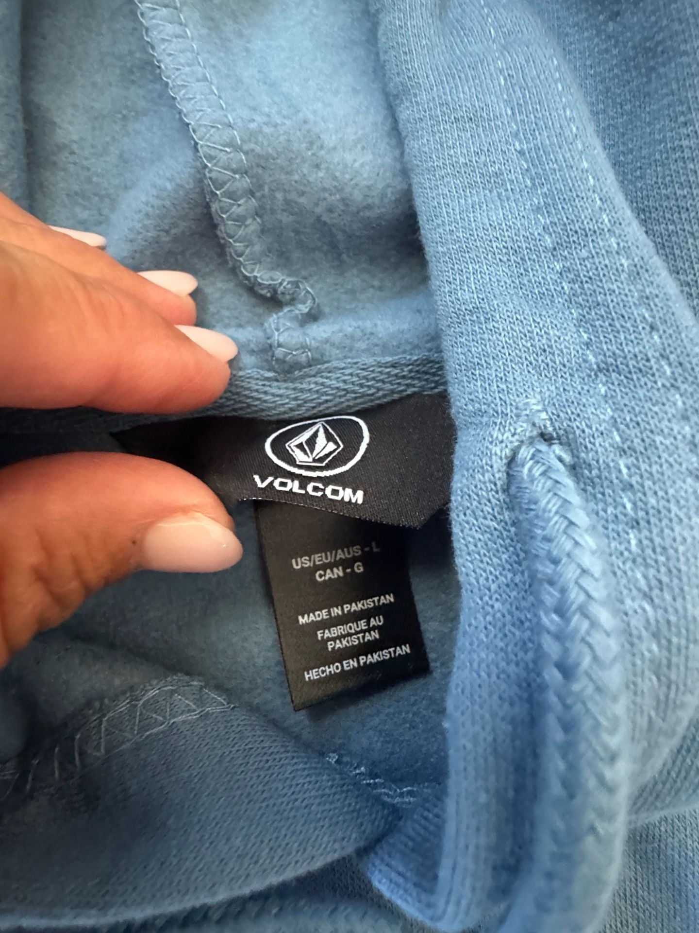 Volcom Hoodie Size L Blue Cropped Sweatshirt 4