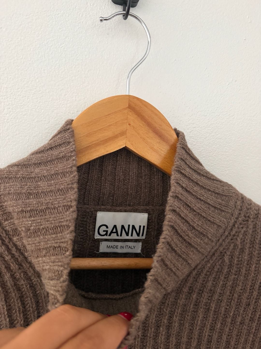 Ganni Mock Neck Ribbed Knit Sweater Vest Size M Brown 3