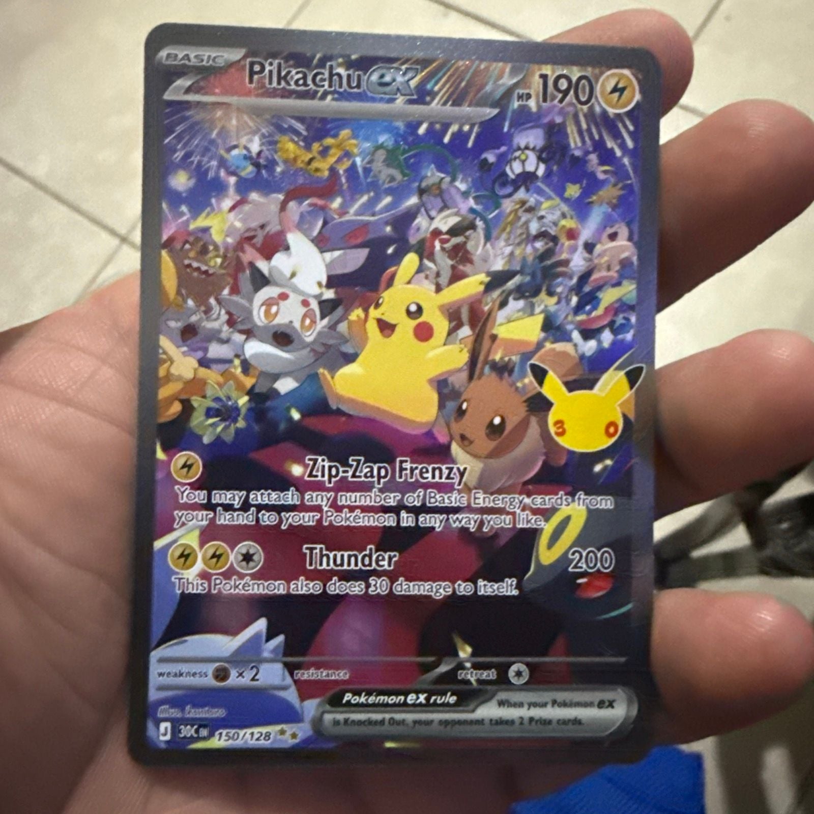 Pokemon Pikachu ex 150/128 30th Celebration Holofoil 9