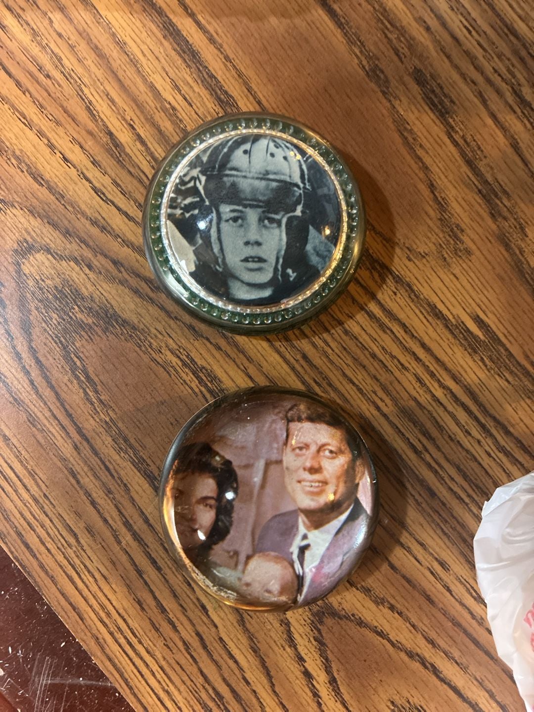 Vintage JFK Family & John-John Pilot Photo Paperweight Set 2