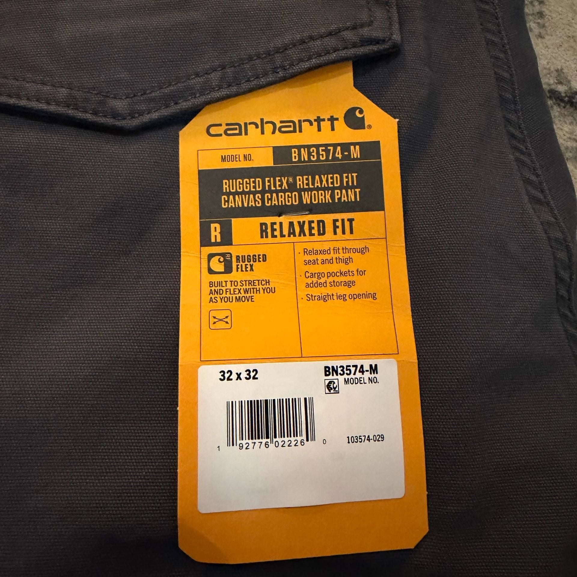 Carhartt BN3574-M Rugged Flex Relaxed Fit Canvas Cargo Work Pant Size 32x32 5
