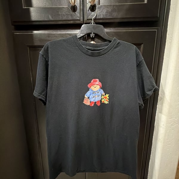Paddington Bear Graphic T-Shirt Size L Black Cotton