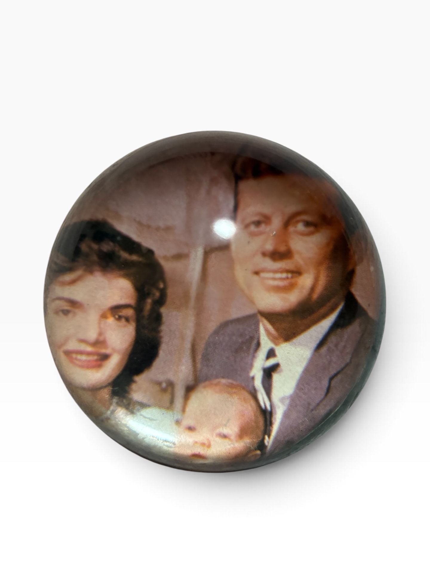 Vintage JFK Family & John-John Pilot Photo Paperweight Set 3