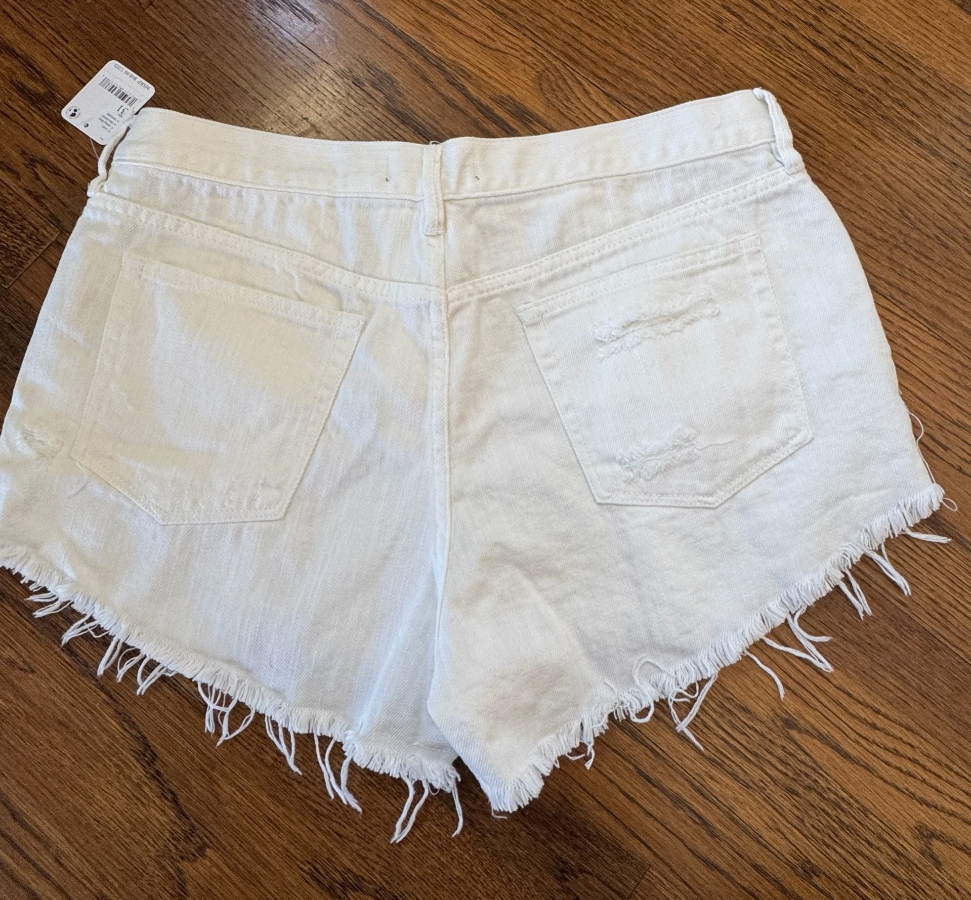 Free People Loving Good Vibrations Cut-Off Denim Shorts Size 31 White 3