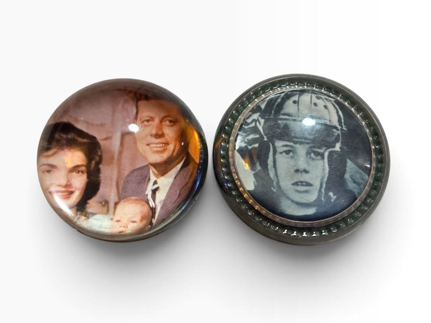 Vintage JFK Family & John-John Pilot Photo Paperweight Set 1
