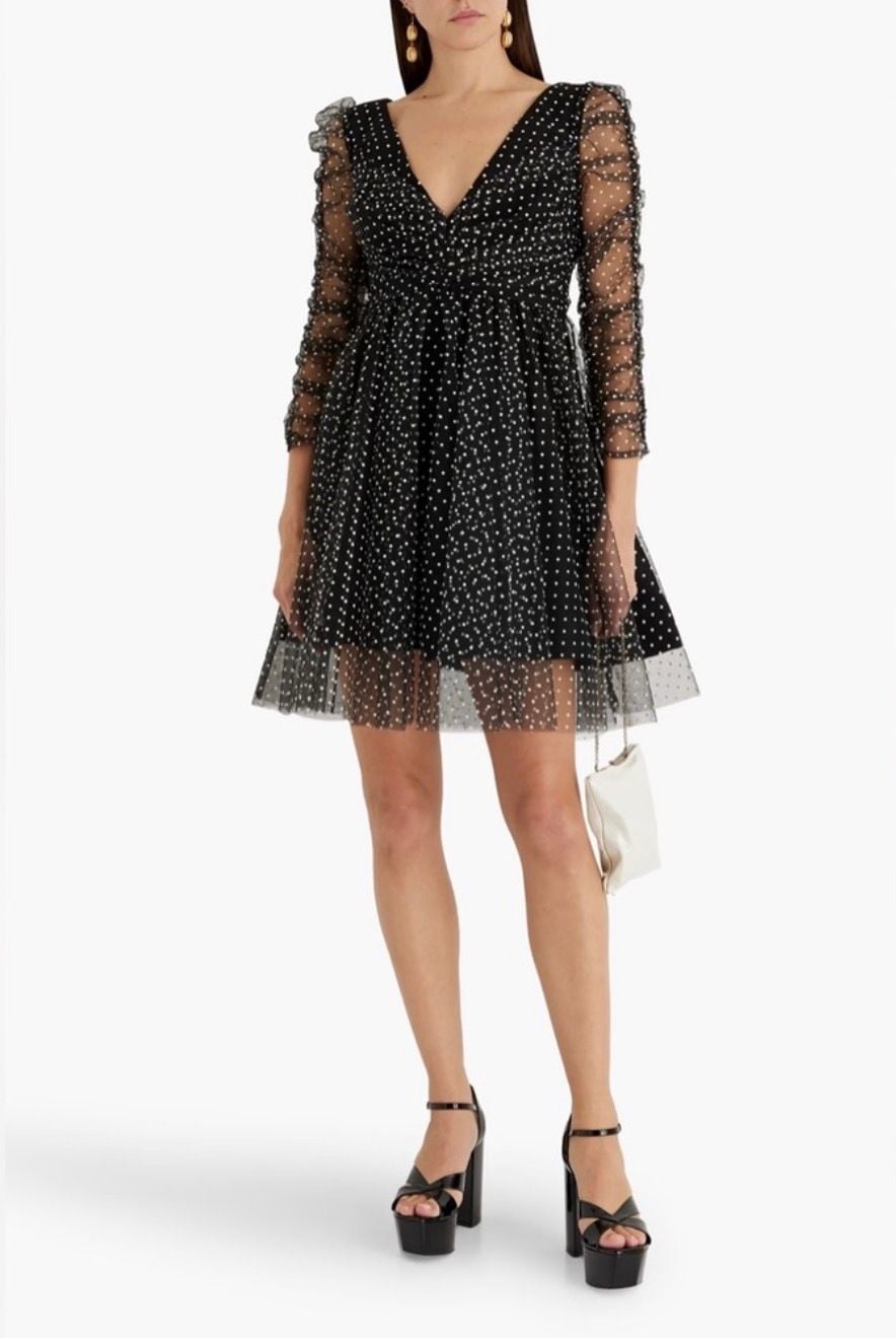 Zimmermann Tulle Mini Dress Size 3 Black Polka Dot 2