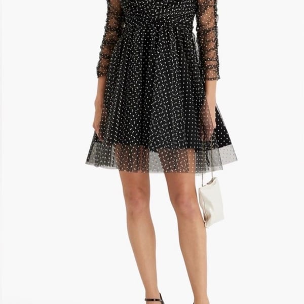 Zimmermann Tulle Mini Dress Size 3 Black Polka Dot