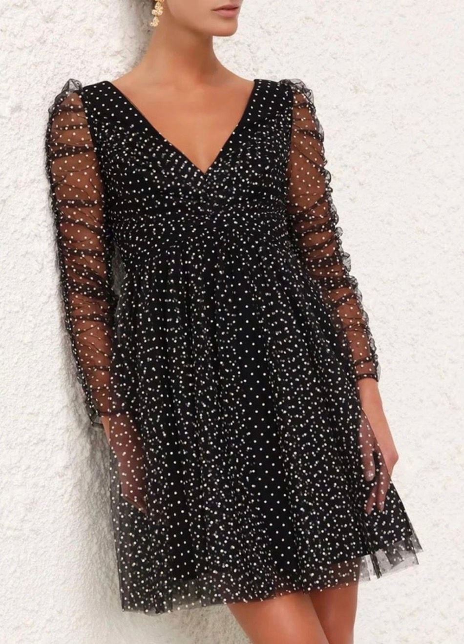 Zimmermann Tulle Mini Dress Size 3 Black Polka Dot 3
