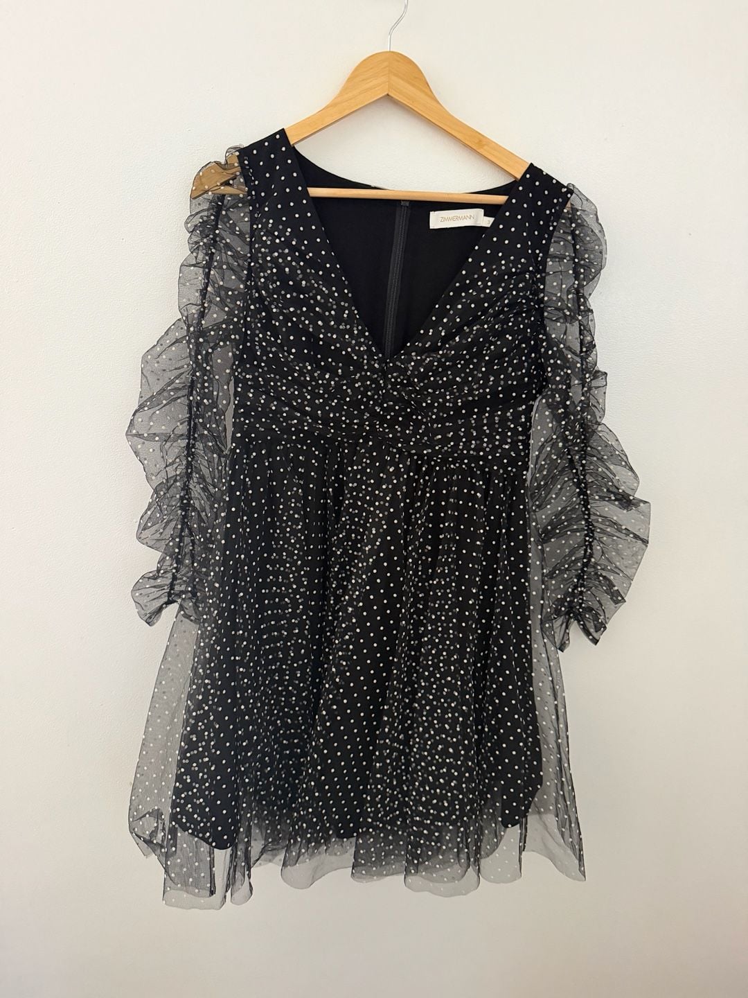 Zimmermann Tulle Mini Dress Size 3 Black Polka Dot 4