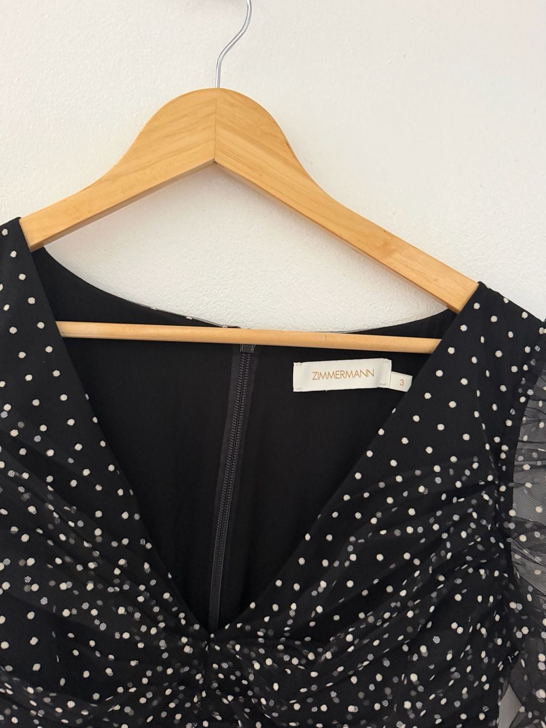 Zimmermann Tulle Mini Dress Size 3 Black Polka Dot 5