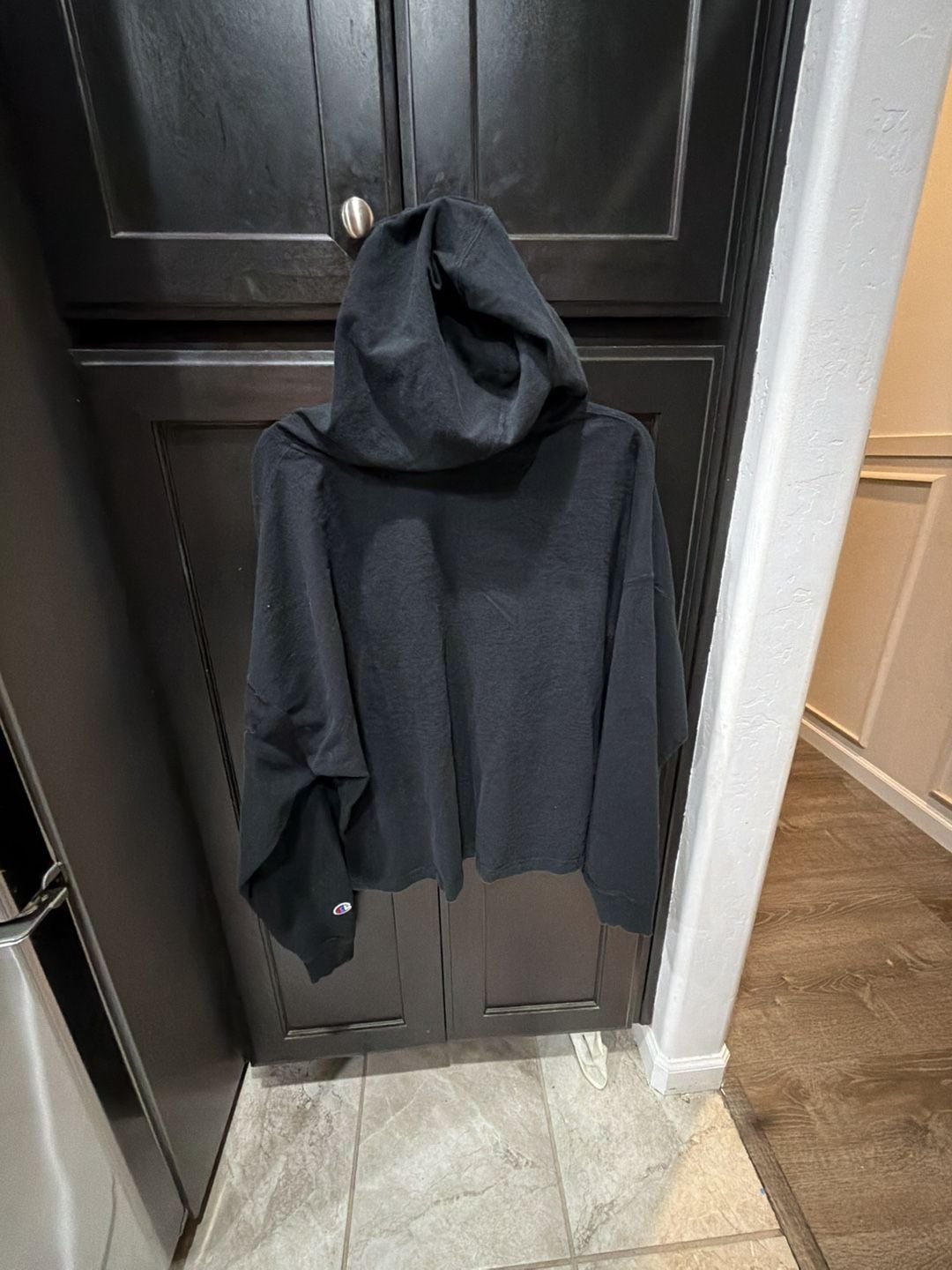 Champion Hoodie Size 2X-Large Black Script Logo Pullover Sweatshirt women crop top style 4