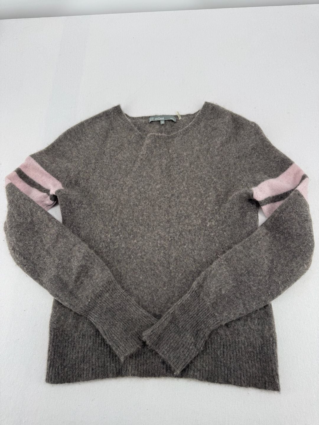 27 miles malibu Sweater Size 1 Gray Pink Striped Cashmere Knit 3