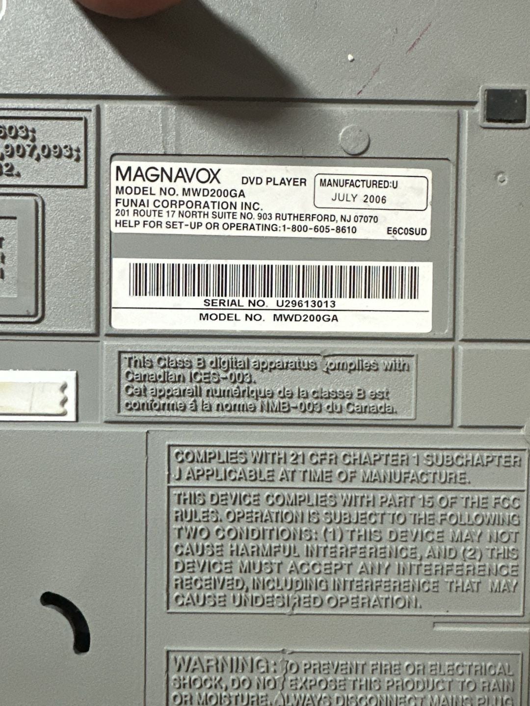 Magnavox MWD200GA DVD Player 8