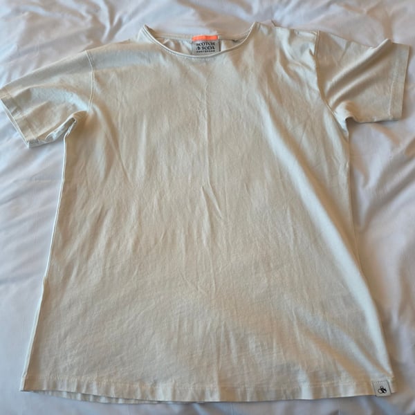 Scotch & Soda T-Shirt Size L White Organic Cotton Crewneck