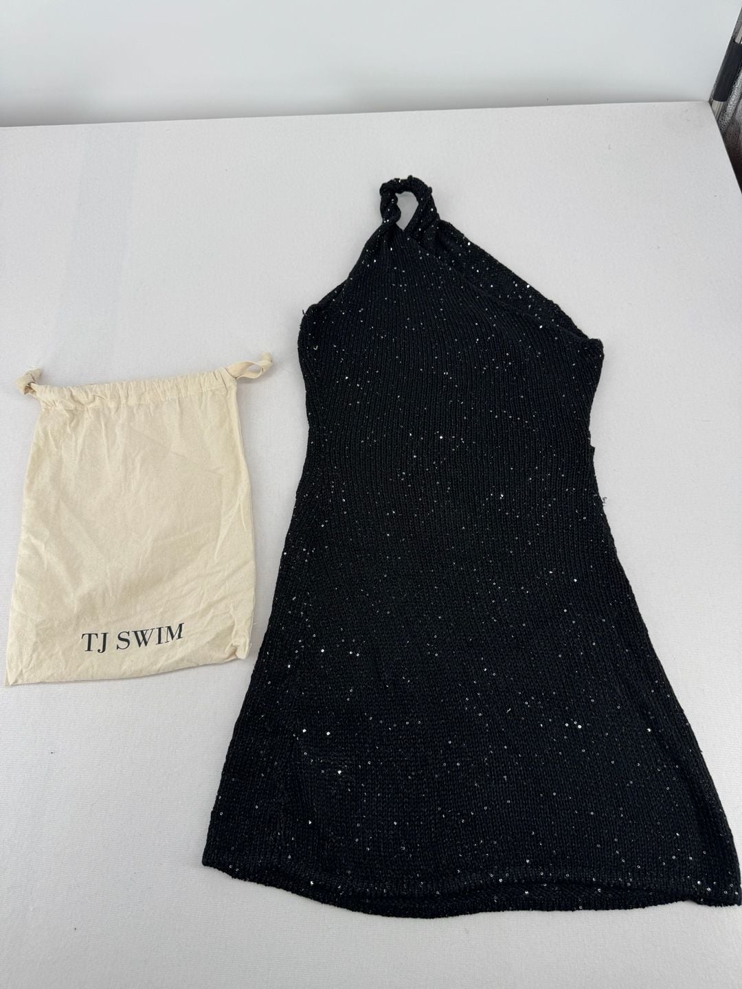 TJ Swim Dress Size XS/S Black Sequin Halter Mini 2