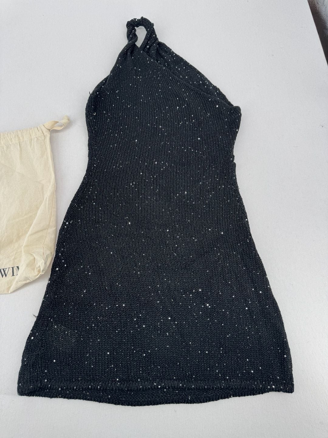 TJ Swim Dress Size XS/S Black Sequin Halter Mini 11