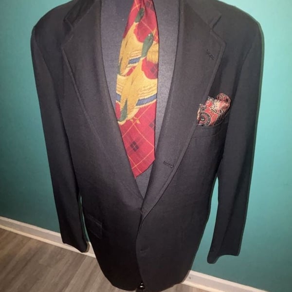 Southwick Van Boven Blazer Sport Coat Jacket Gold Buttons Black Wool