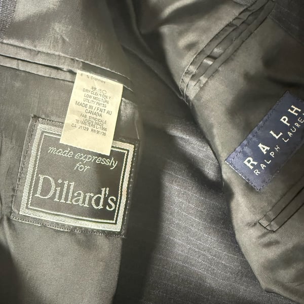 1996 Ralph Lauren Pinstripe Wool Cashmere Suit Made in Canada