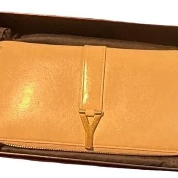 Saint Laurent Classic Y Ligne Zip Around Wallet Beige Leather