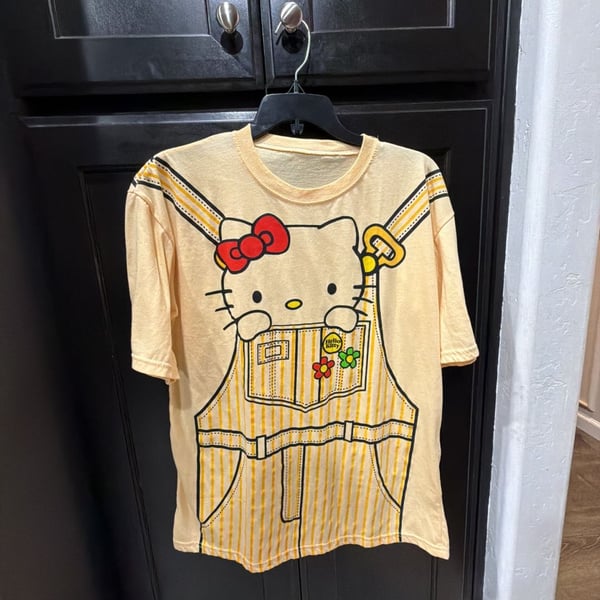 Hello Kitty Graphic T-Shirt Yellow Overalls Print