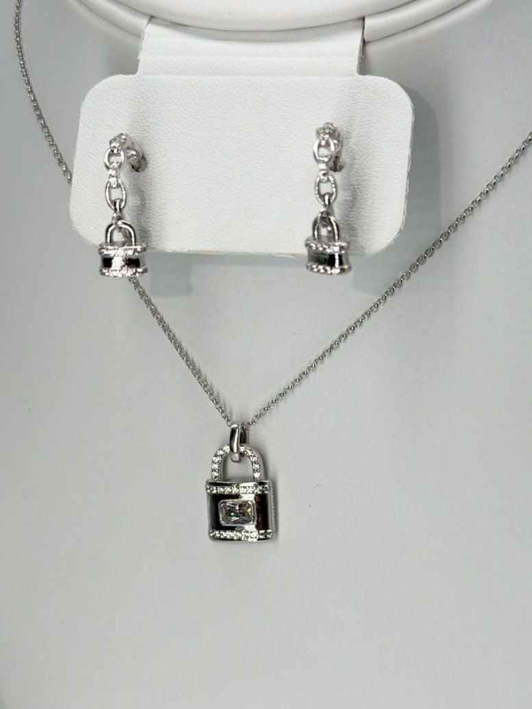 BP The Legacy Lock Necklace & Lockdown Hoops Set .925 SET 3