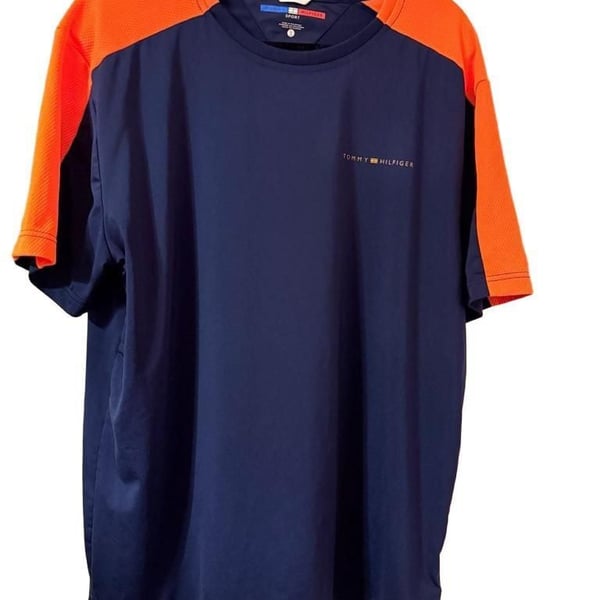 Tommy Hilfiger Sport T-Shirt Size XL Blue Orange Athletic Performance Top