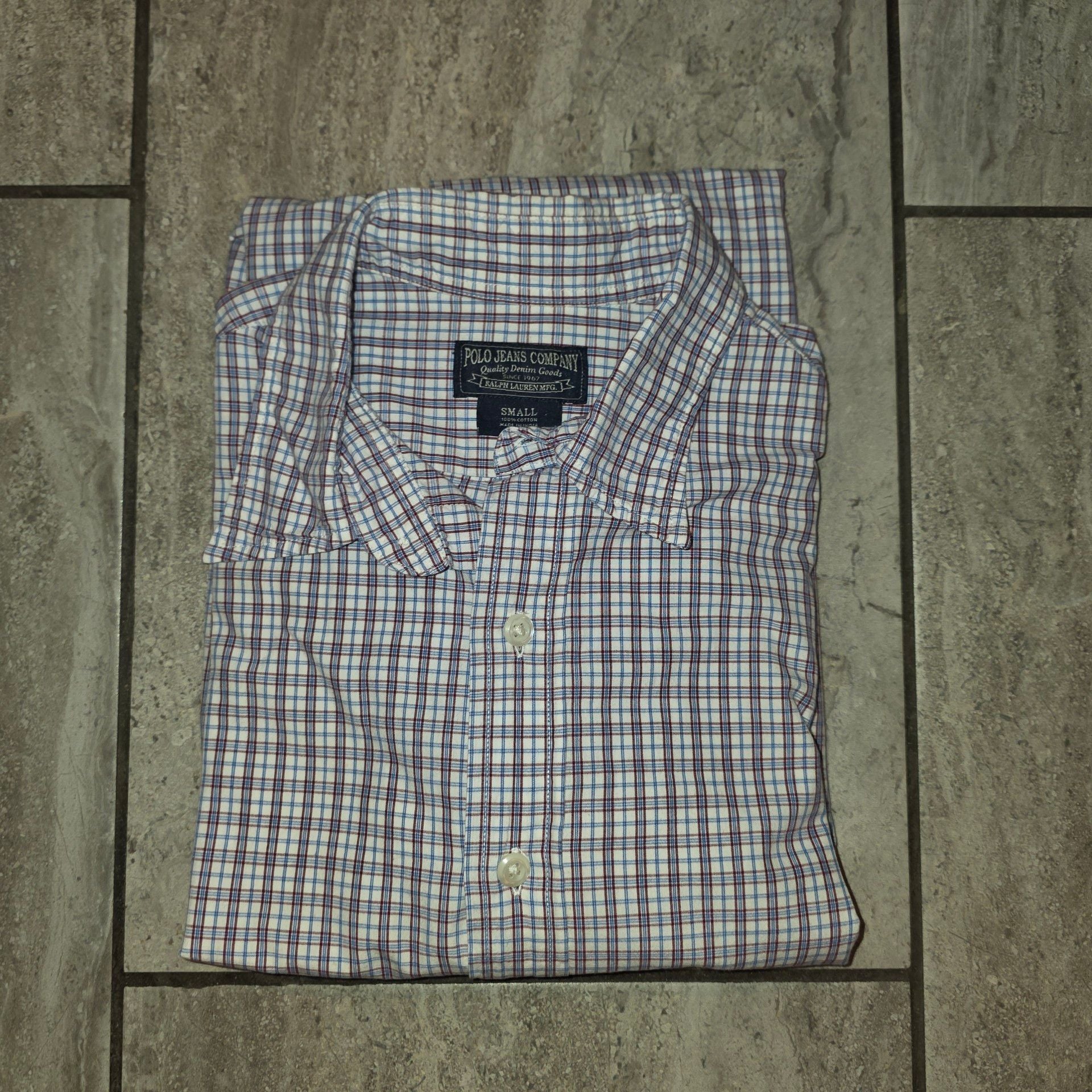 Vintage Y2K Polo Jeans Co Ralph Lauren Plaid Short Sleeve Size Small 7