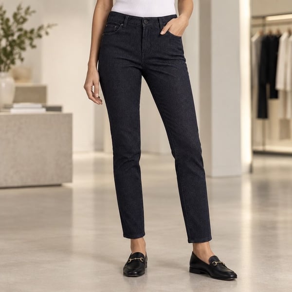 Bandolino Selene Pants Size 10P Black Pinstripe Stretch