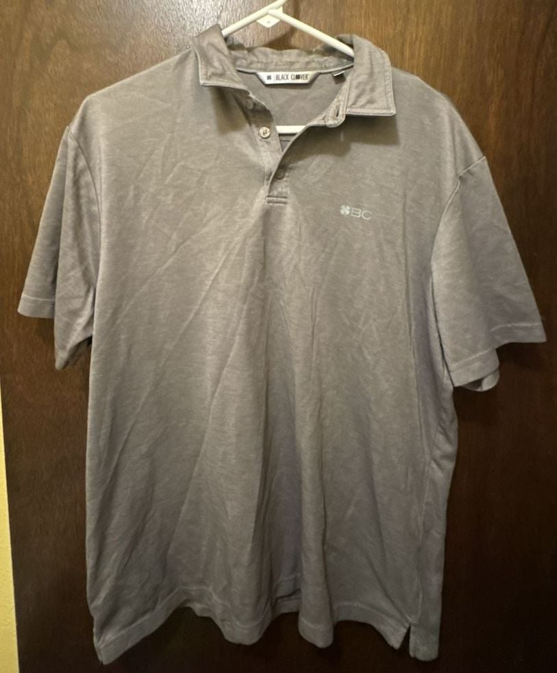 Black Clover Men's Live Lucky Pima Cotton Performance Polo Shirt Gray 2