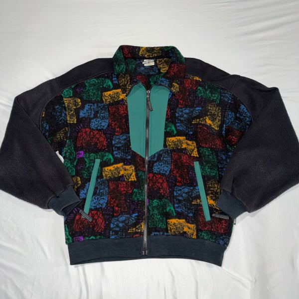 Obermeyer Vintage Fleece Jacket Size L Multi-Color Abstract Full Zip