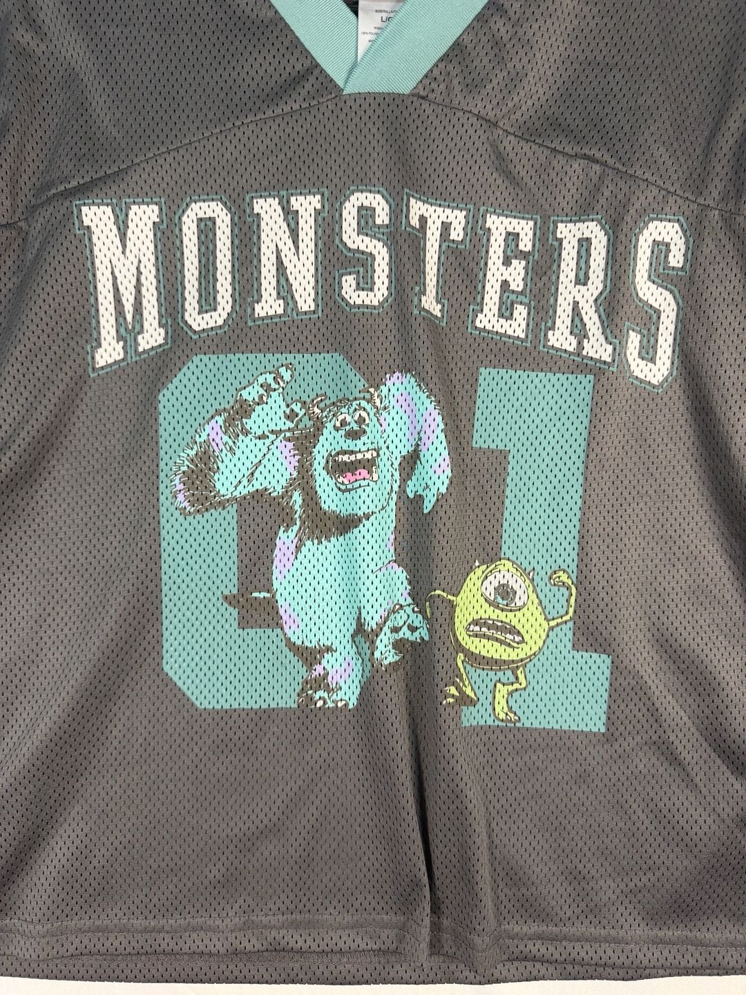 Pixar Monsters Inc Mesh Jersey Size L Gray Sulley Mike Wazowski 3