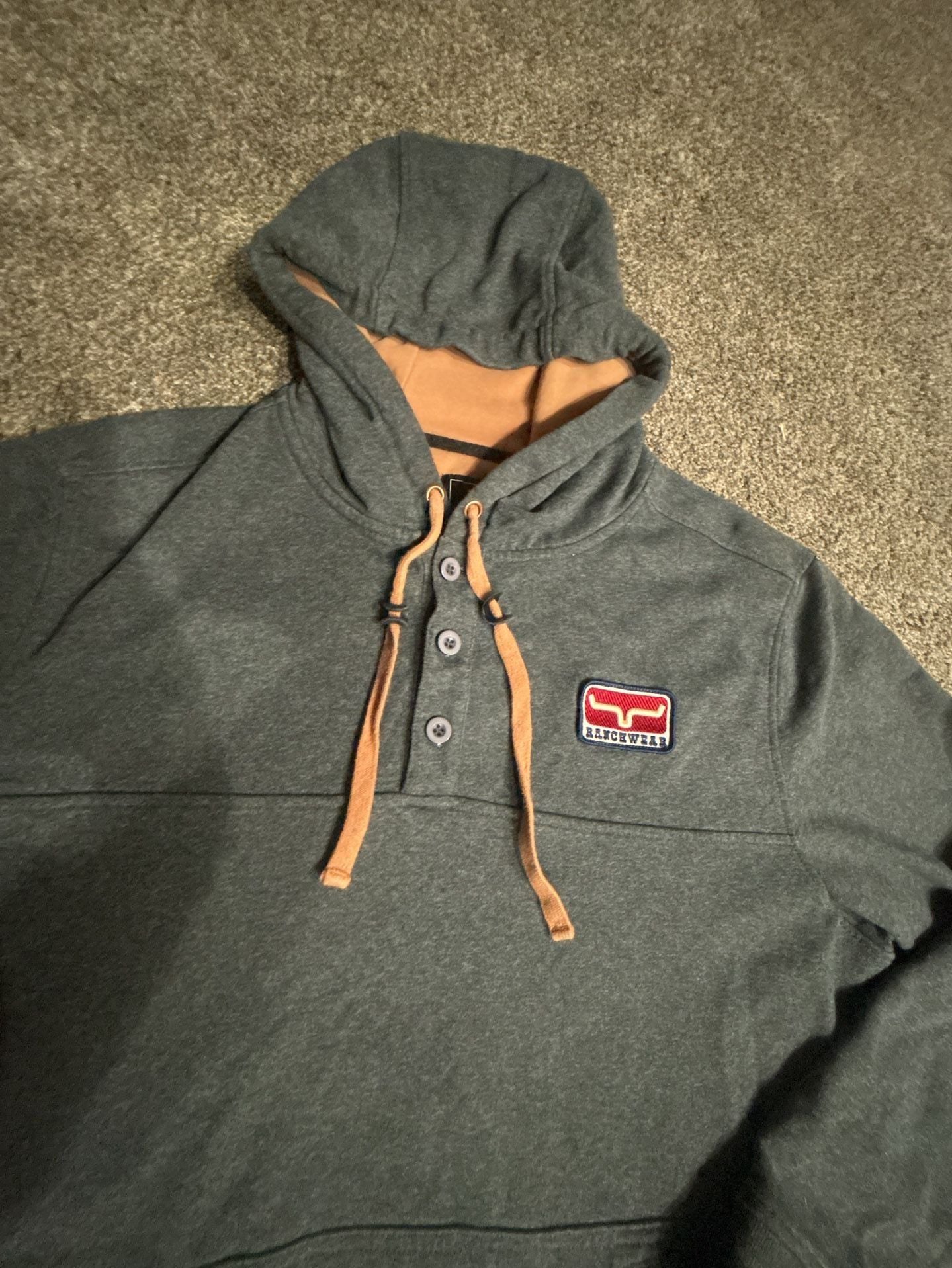 Kimes Ranch Ranch Ready Hoodie Size Large Gray Pullover 6