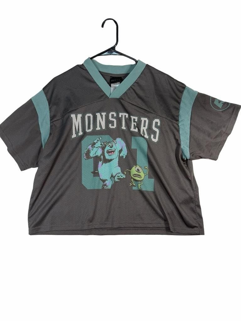 Pixar Monsters Inc Mesh Jersey Size L Gray Sulley Mike Wazowski 1