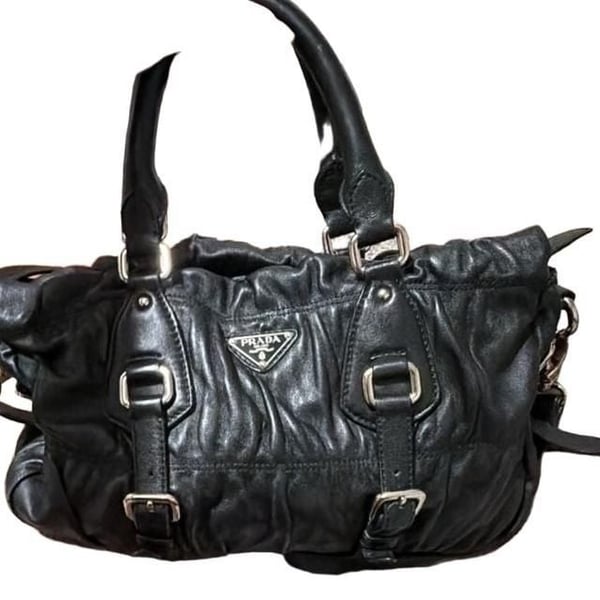 Prada Gaufre Nappa Leather Handbag Black