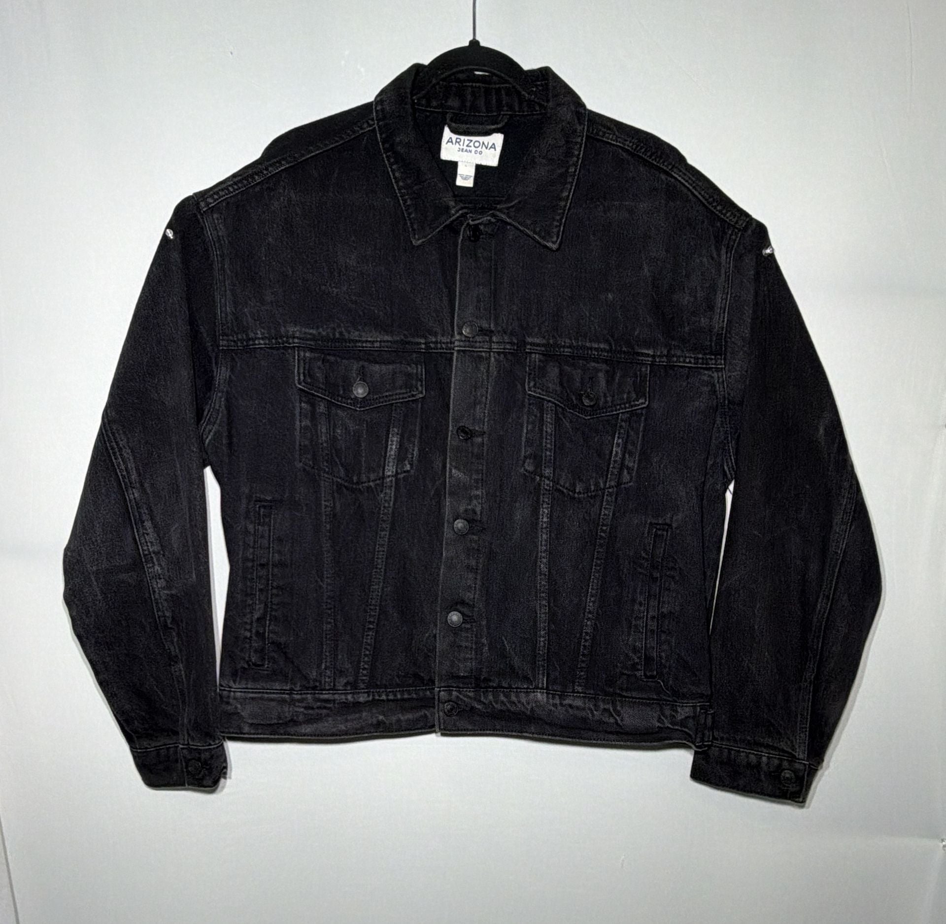 Arizona Jean Co Denim Jacket Size L Black Trucker Button Up 2