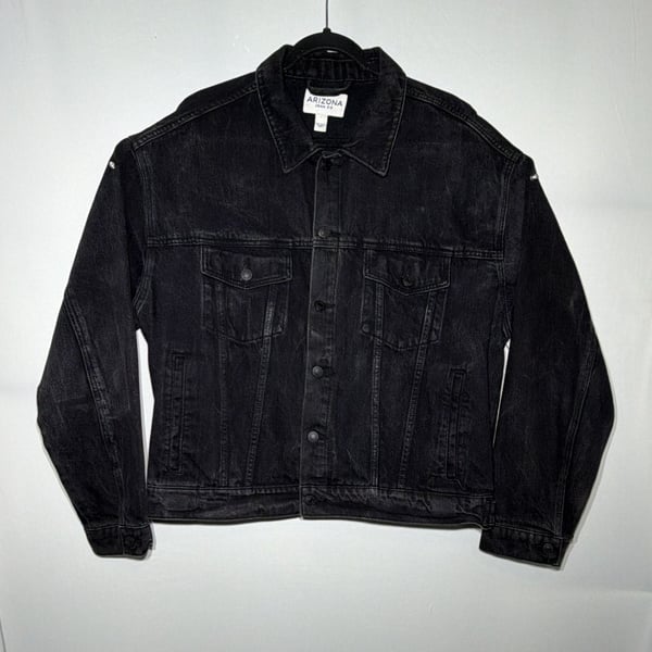 Arizona Jean Co Denim Jacket Size L Black Trucker Button Up