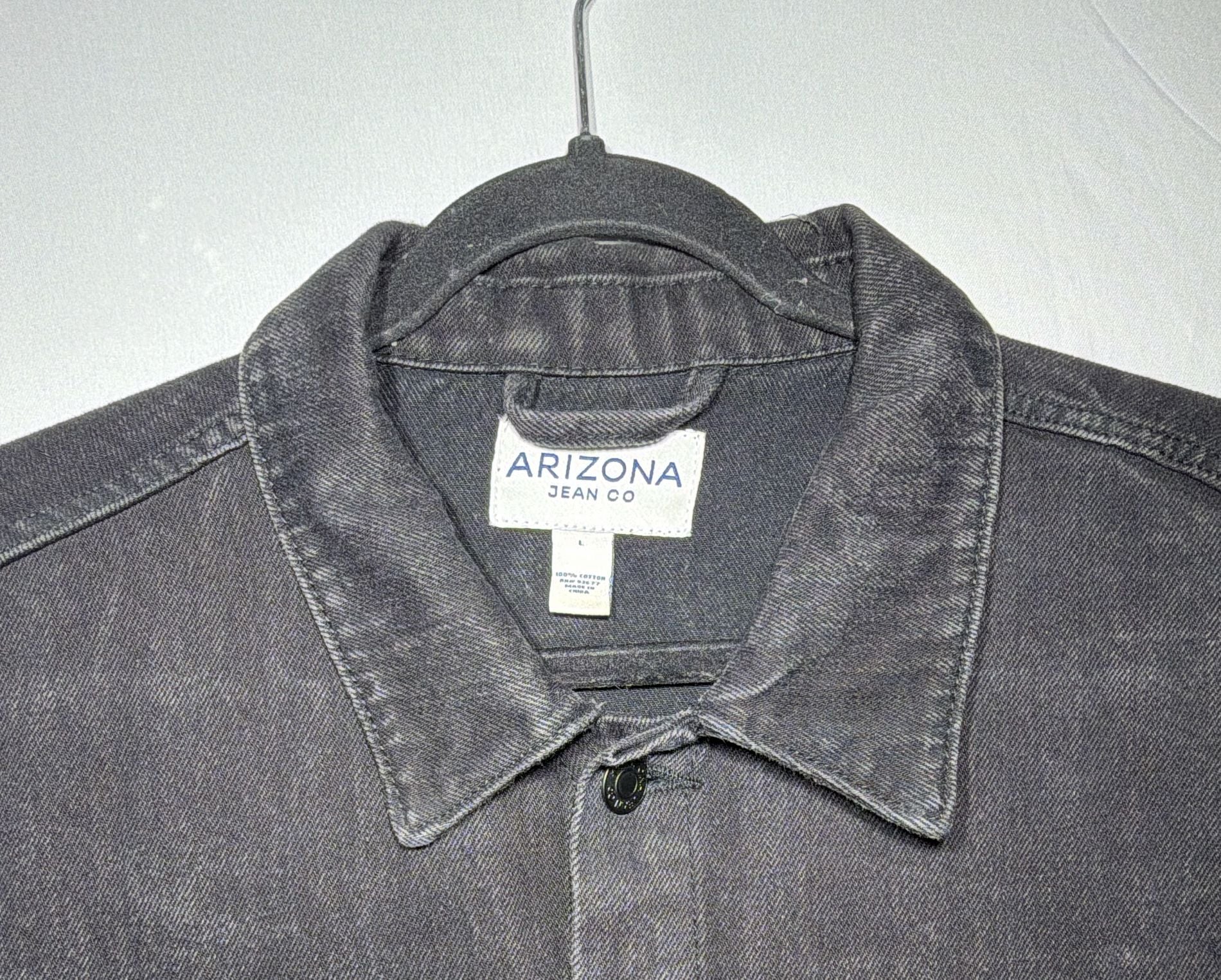 Arizona Jean Co Denim Jacket Size L Black Trucker Button Up 3