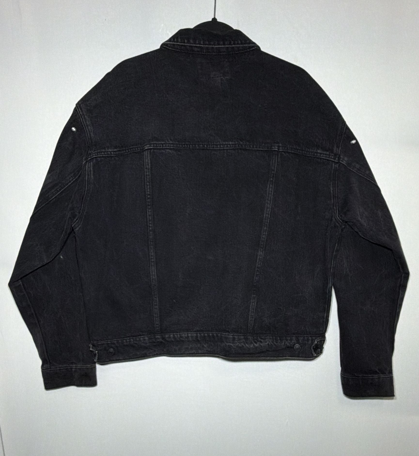 Arizona Jean Co Denim Jacket Size L Black Trucker Button Up 4
