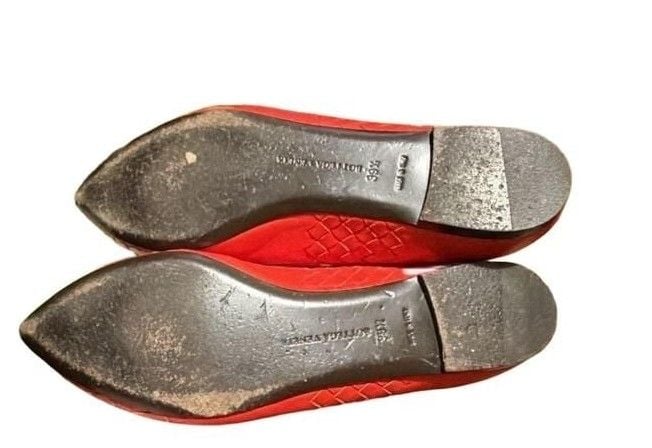 Bottega Veneta Intrecciato Woven Leather Flats Size 39 Red 6