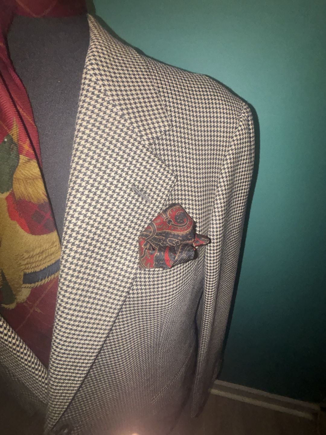 Hickey Freeman Canterbury Houndstooth Sport Coat Size 40 Reg Silk Wool 3