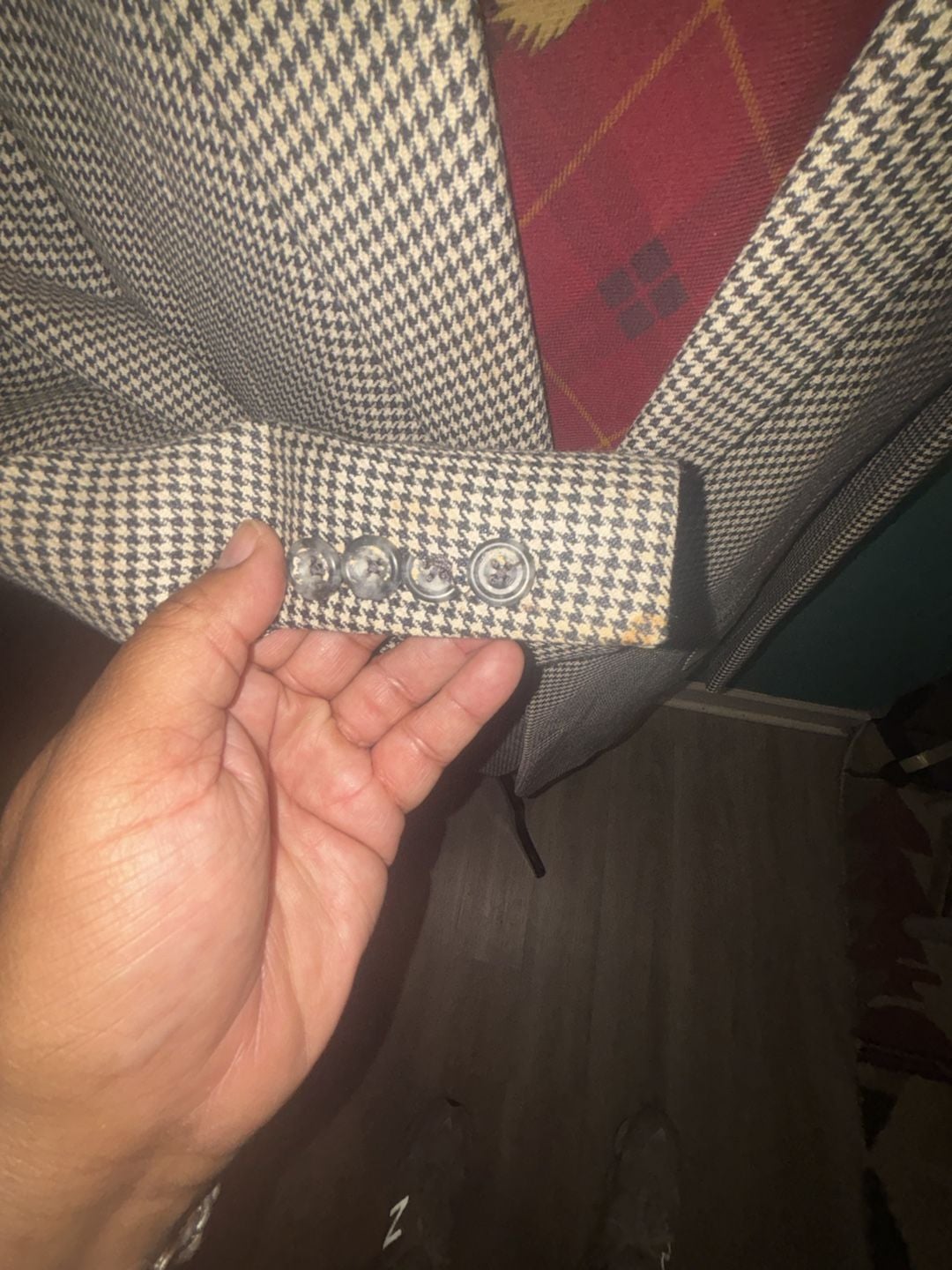 Hickey Freeman Canterbury Houndstooth Sport Coat Size 40 Reg Silk Wool 4