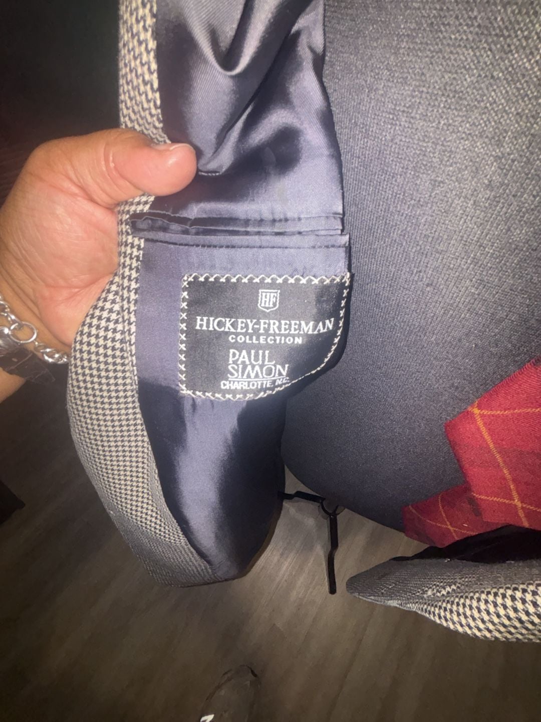 Hickey Freeman Canterbury Houndstooth Sport Coat Size 40 Reg Silk Wool 5